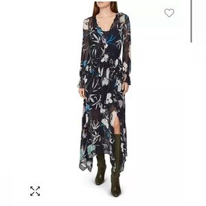 REISS LONDON NAVY FLORAL CARINA MAXI DRESS US, Size 4